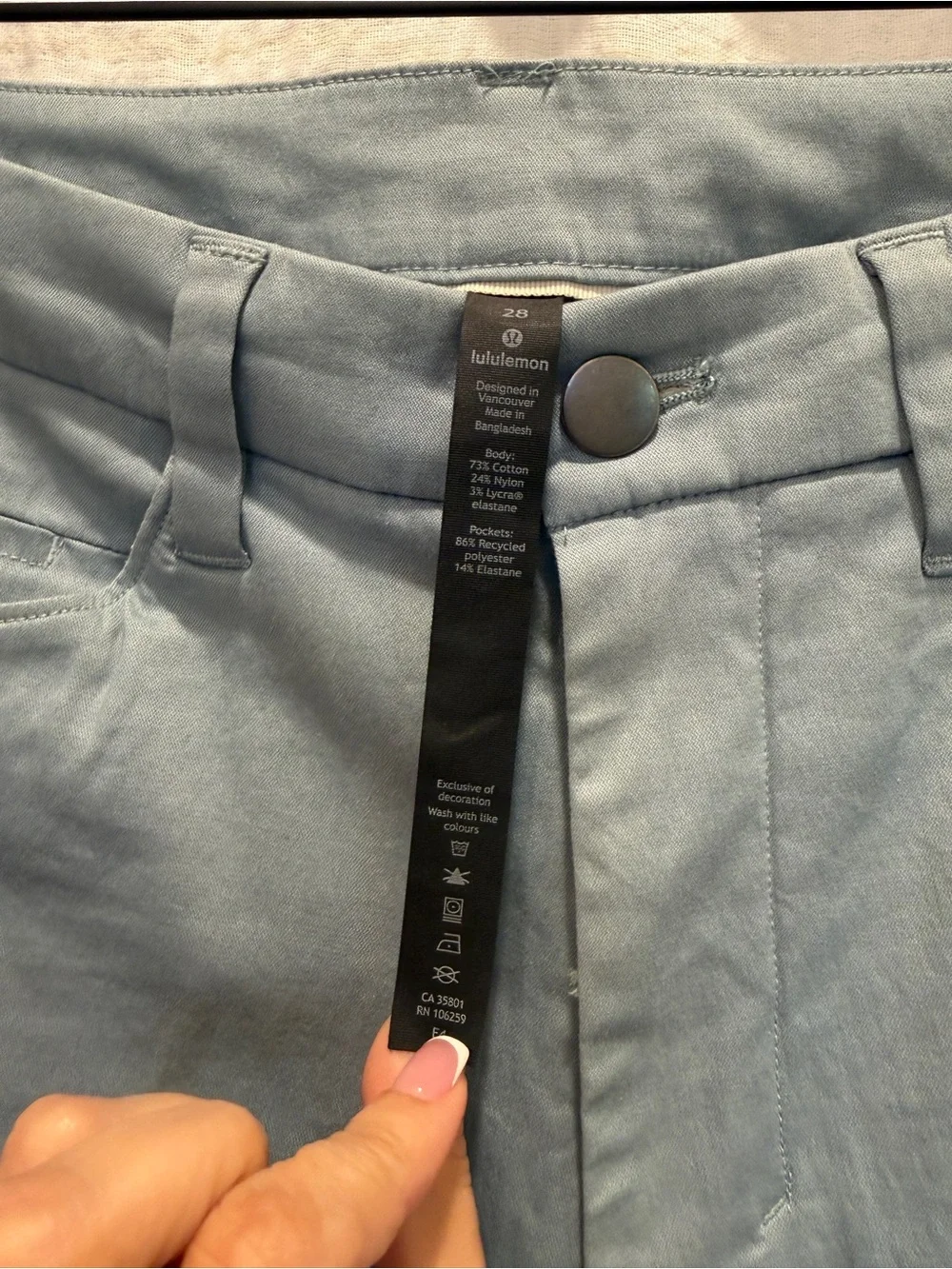lululemon ABC Slim Fit Pant Utilitech Light Blue Gray Size 28